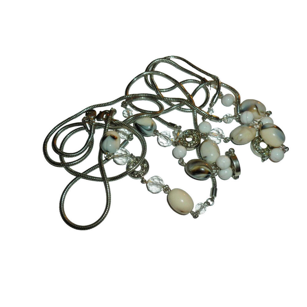 Double Strand Rhinestone Bead Statement Necklace … - image 3